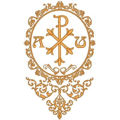 Matriz de matriz Matriz De Bordado Medalha Cristograma Adamascada 32 Cm